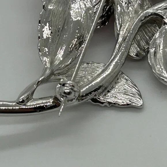 Vintage Nolan Miller Brooch First Lady Red Rose Nancy Regan Rhinestone Brooch - Picture 16 of 16